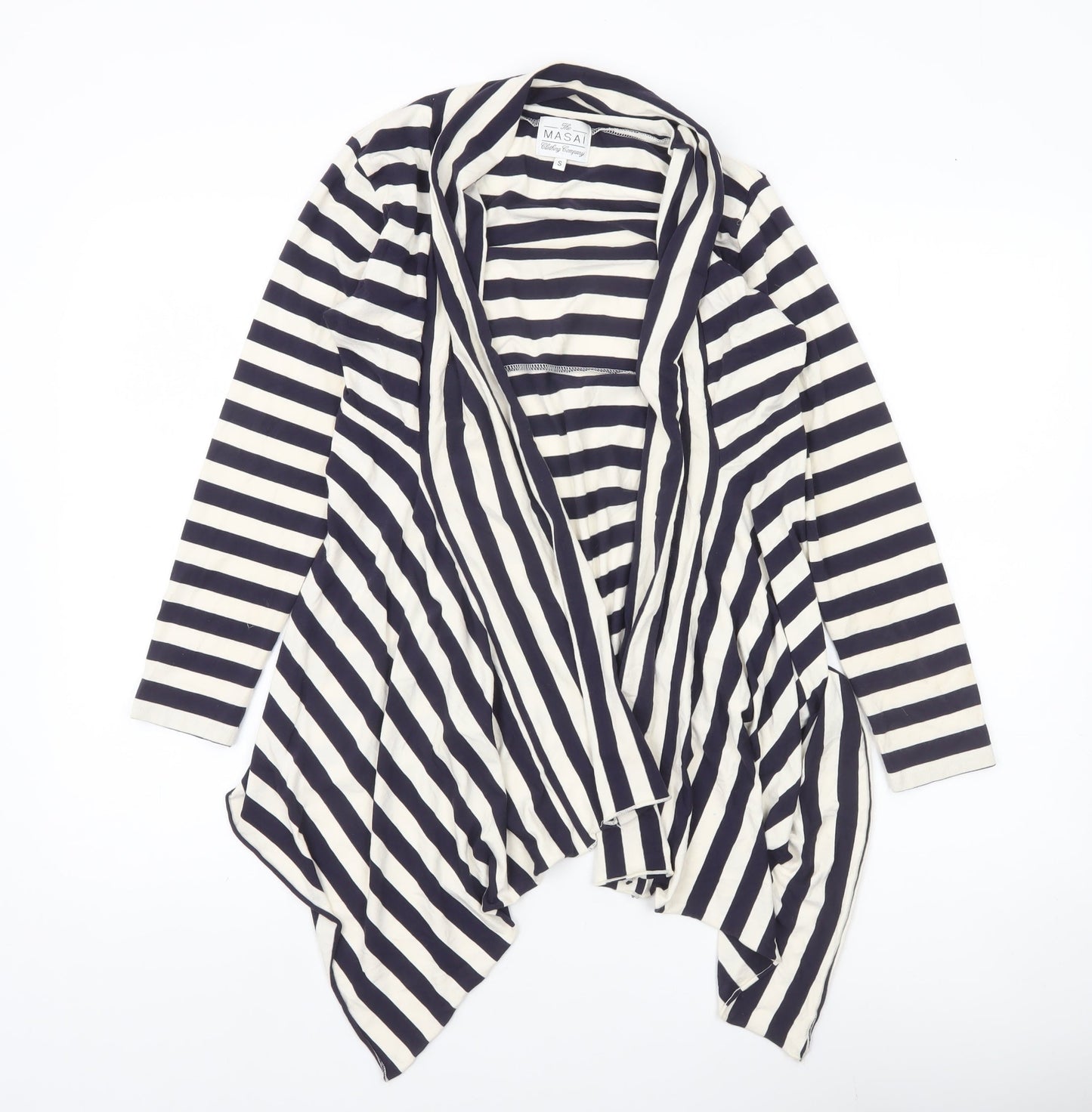 Masai Women Black White Striped Jersey Jacket Size S Relaxed Fit