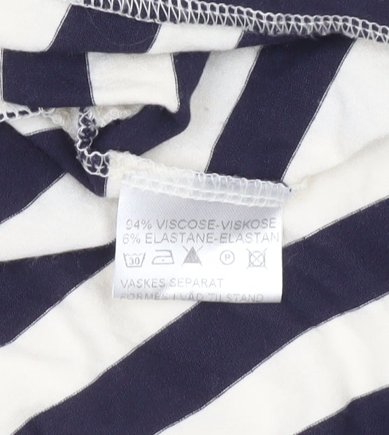 Masai Women Black White Striped Jersey Jacket Size S Relaxed Fit