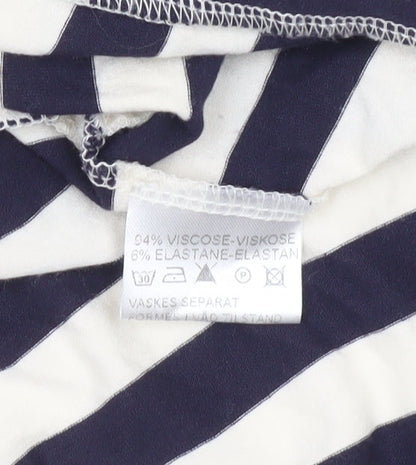 Masai Women Black White Striped Jersey Jacket Size S Relaxed Fit