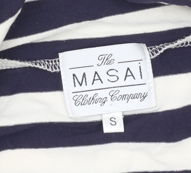 Masai Women Black White Striped Jersey Jacket Size S Relaxed Fit
