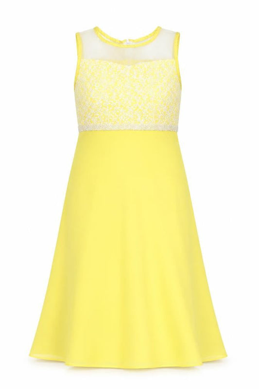 Sunny Fashion Womens Yellow A-Line Midi Sleeveless Dress Size 12