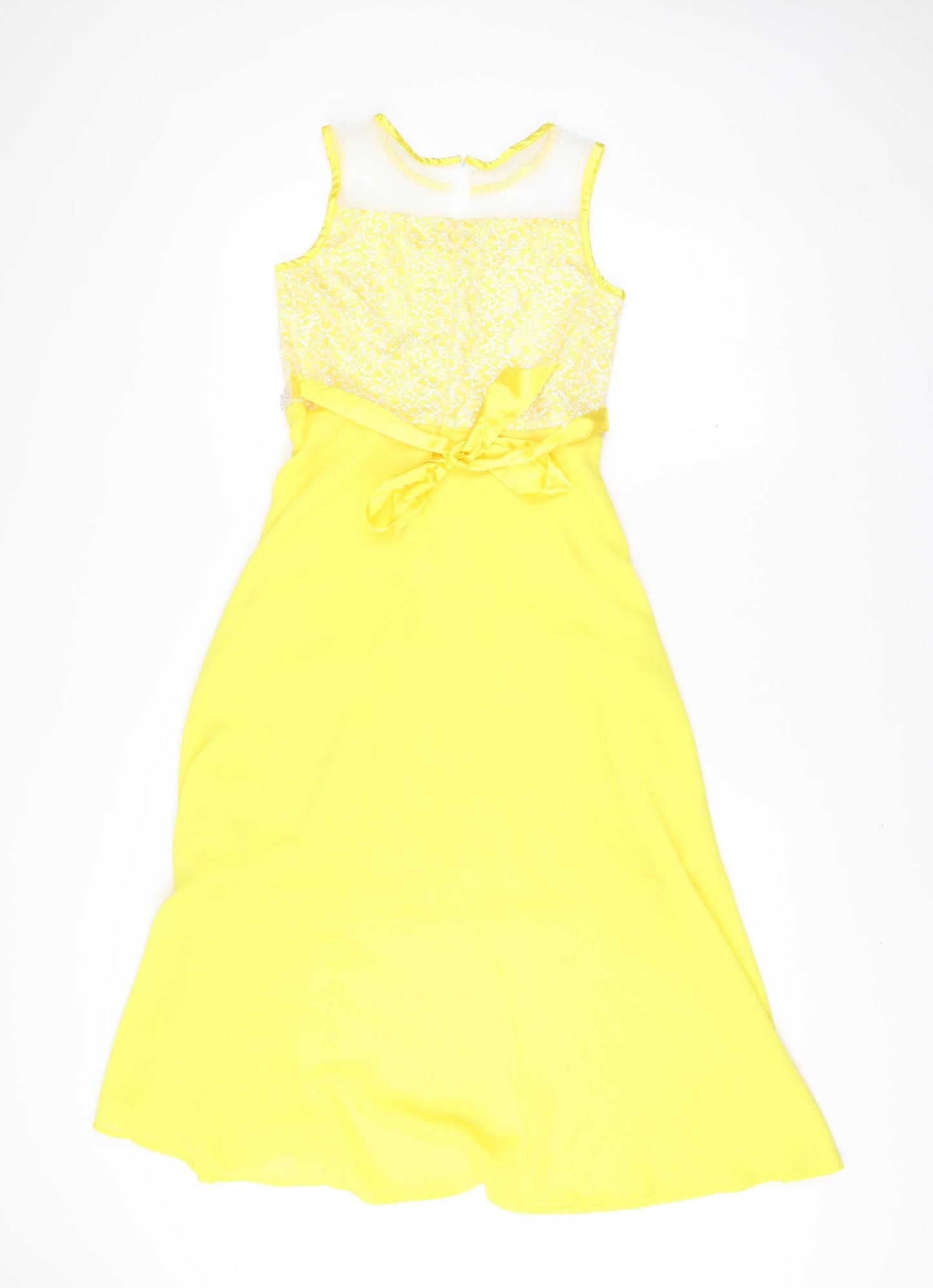 Sunny Fashion Womens Yellow A-Line Midi Sleeveless Dress Size 12