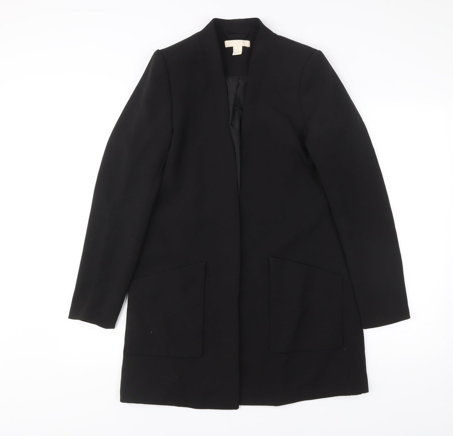 H&M Women’s Black Mid-Length Overcoat Size 8 Polyester Blend