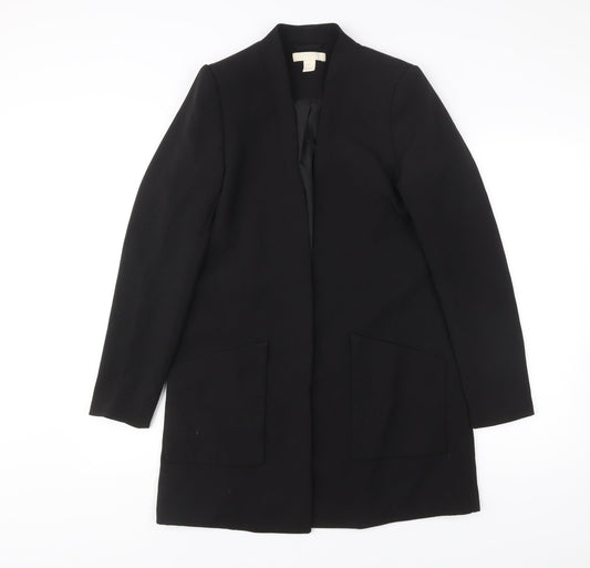 H&M Women’s Black Mid-Length Overcoat Size 8 Polyester Blend