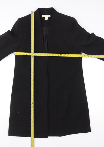 H&M Women’s Black Mid-Length Overcoat Size 8 Polyester Blend