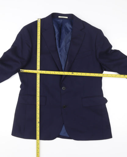 Chester Barrie Men’s Blue 40R Wool Single-Breasted Blazer Jacket