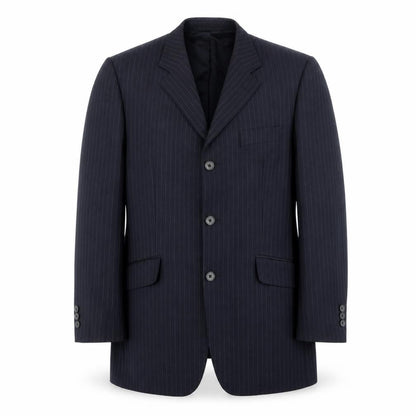 City Survival Men’s Black Pinstripe 40R Suit Jacket Wool Blend