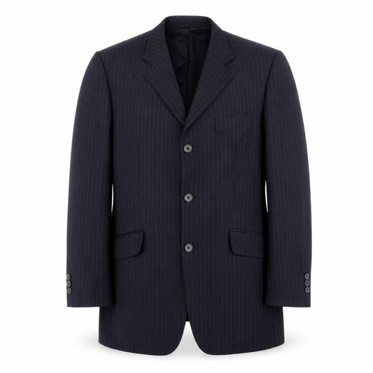 City Survival Men’s Black Pinstripe 40R Suit Jacket Wool Blend