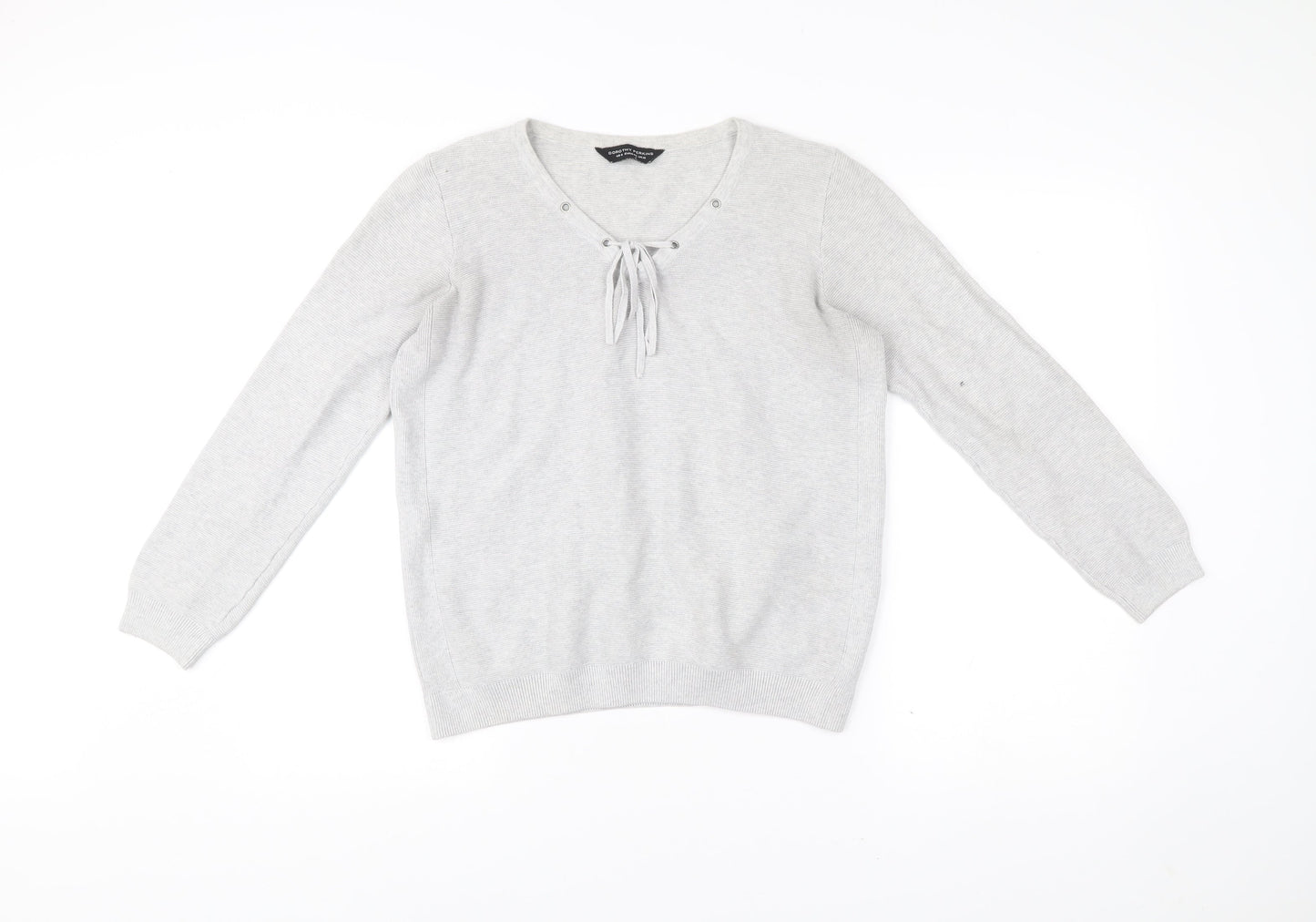 Dorothy Perkins Women’s Grey V-Neck Cotton Jumper Size 12