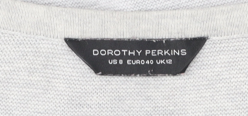 Dorothy Perkins Women’s Grey V-Neck Cotton Jumper Size 12
