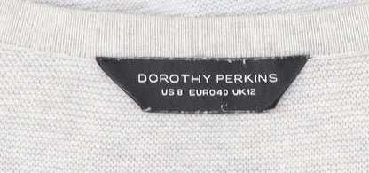 Dorothy Perkins Women’s Grey V-Neck Cotton Jumper Size 12