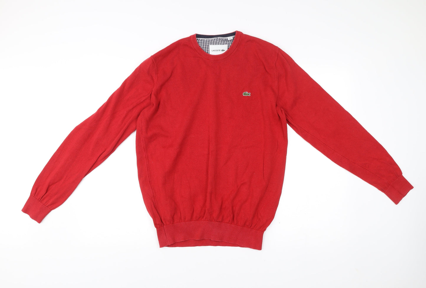 Lacoste Men Red Cotton Crew Neck Pullover Jumper Size M