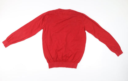 Lacoste Men Red Cotton Crew Neck Pullover Jumper Size M