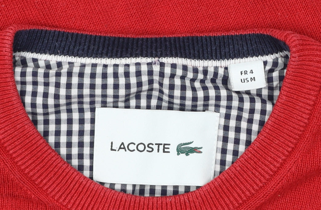 Lacoste Men Red Cotton Crew Neck Pullover Jumper Size M