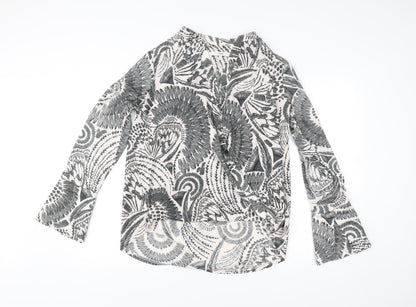 Next Women’s Black White Floral Tunic Blouse Size 16 Long Sleeve