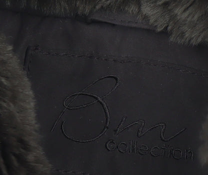 Bm Collection Womens Brown Faux Fur Trim Hooded Parka Coat Size S
