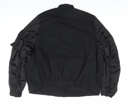 H&M Divided Womens Black Bomber Jacket Size 12 Polyester Casual