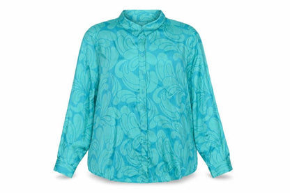 Et Vous Womens Blue Button-Up Shirt Size 12 Long Sleeve Polyester