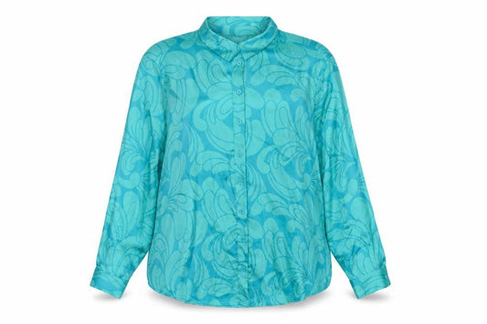 Et Vous Womens Blue Button-Up Shirt Size 12 Long Sleeve Polyester