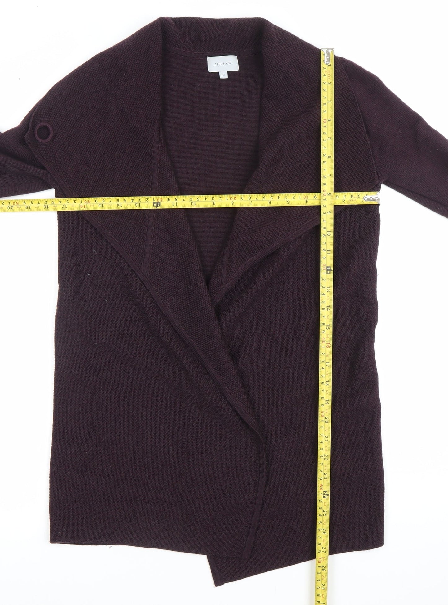 Jigsaw Womens Purple Wool Cardigan XS Long Sleeve V-Neck