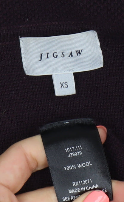 Jigsaw Womens Purple Wool Cardigan XS Long Sleeve V-Neck