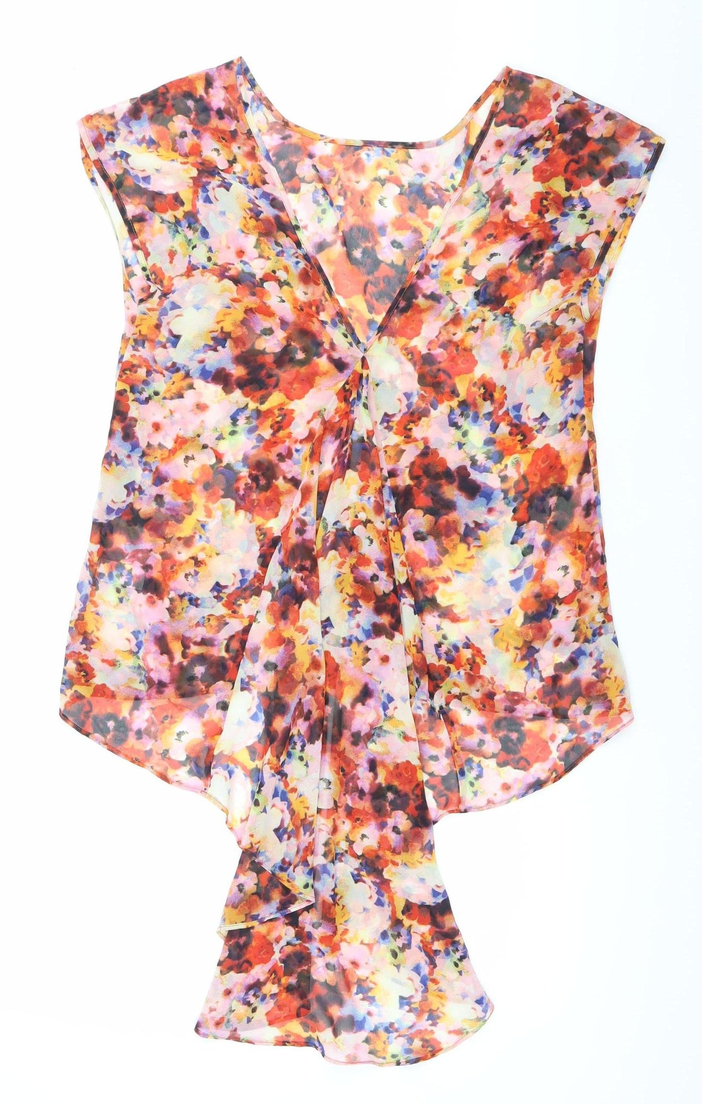 Topshop Womens Multicoloured Floral Chiffon Blouse Size 6