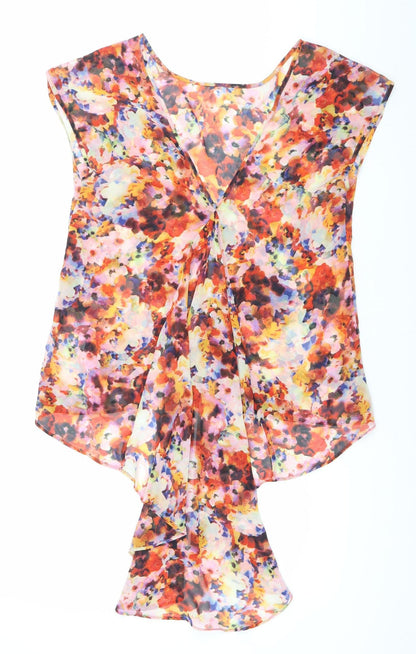 Topshop Womens Multicoloured Floral Chiffon Blouse Size 6