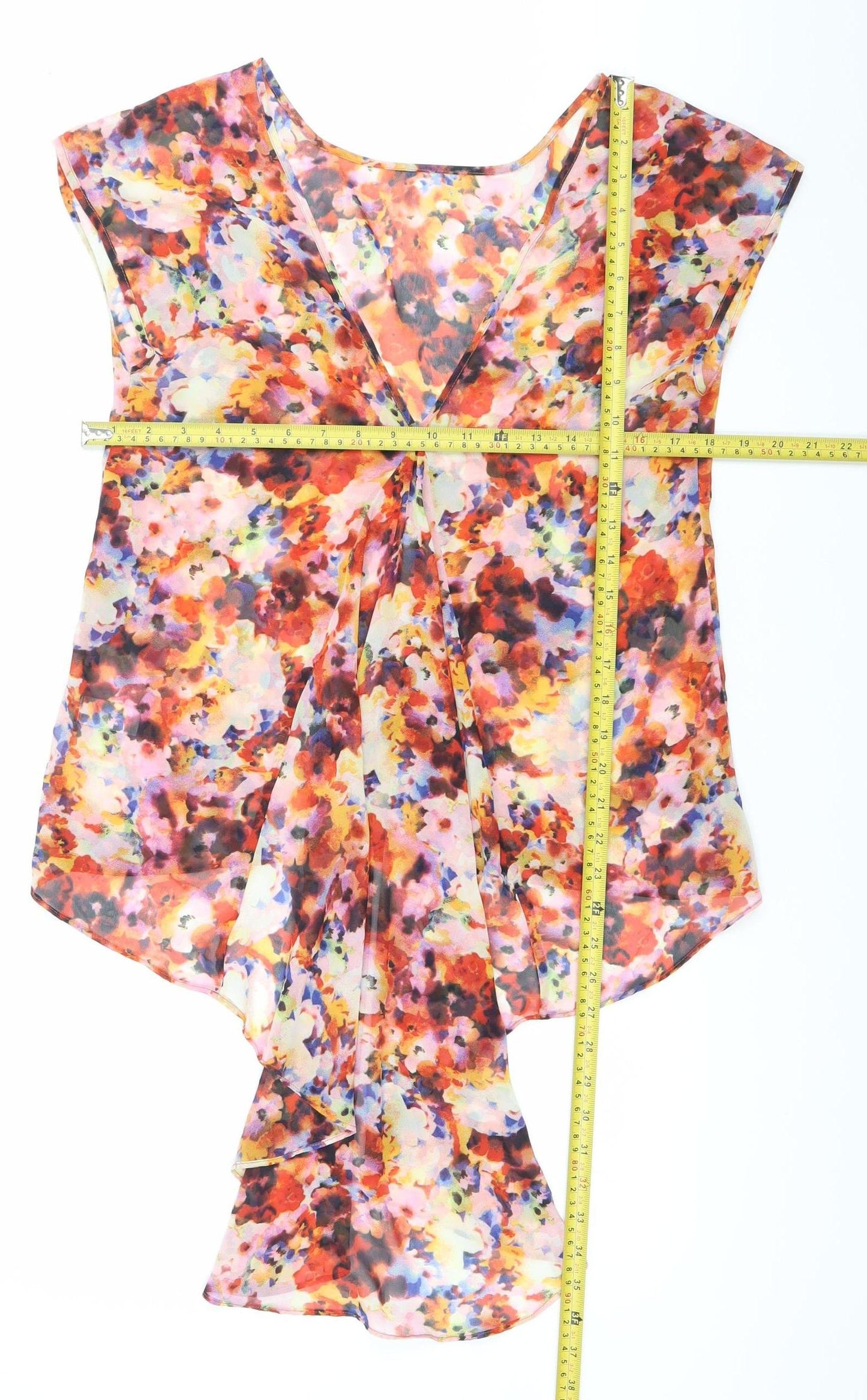 Topshop Womens Multicoloured Floral Chiffon Blouse Size 6