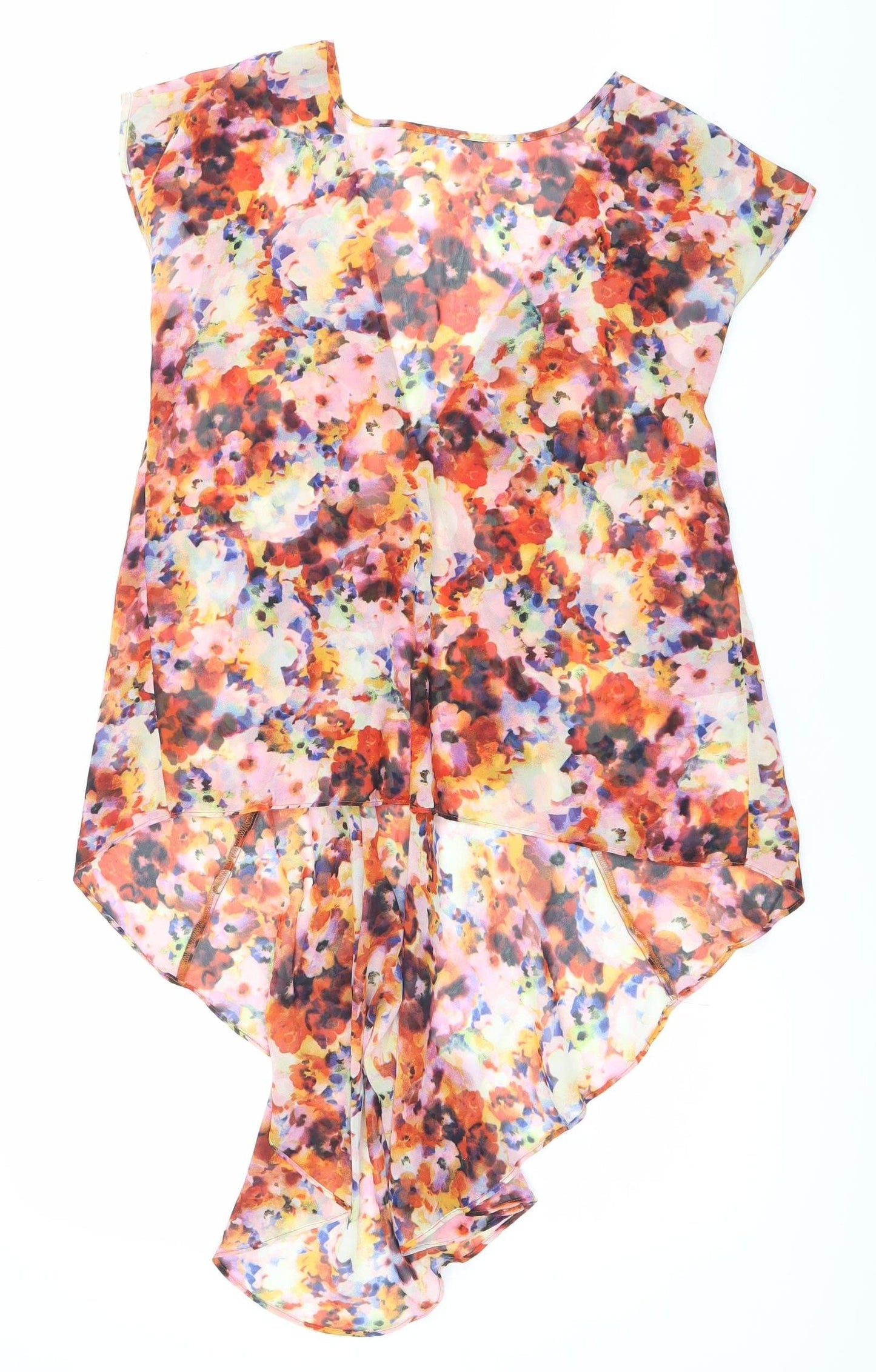 Topshop Womens Multicoloured Floral Chiffon Blouse Size 6