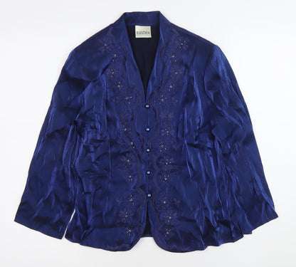 Eastex Women’s Blue Size 10 Floral Shawl Collar Suit Jacket