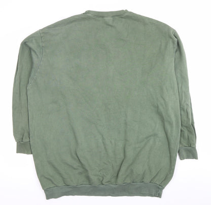 Pull&Bear Unisex Green Boston Logo Sweatshirt XL Cotton Blend