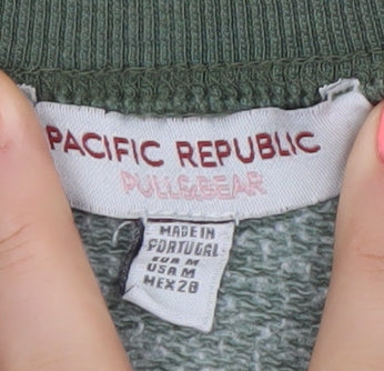 Pull&Bear Unisex Green Boston Logo Sweatshirt XL Cotton Blend