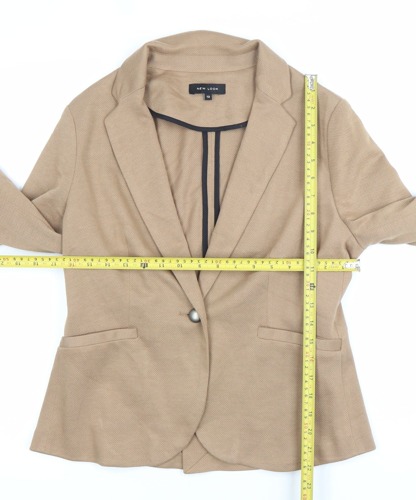 New Look Women Beige Blazer Jacket UK 12 Single Breasted Workwear