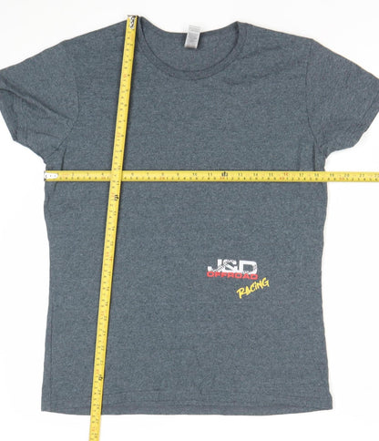 Gildan Men’s Grey Racing Graphic T-Shirt Size L Short Sleeve Crew Neck