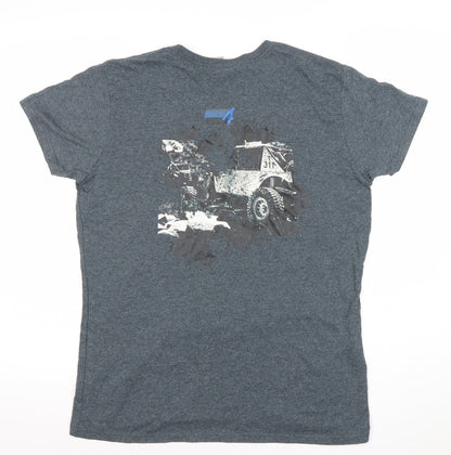 Gildan Men’s Grey Racing Graphic T-Shirt Size L Short Sleeve Crew Neck