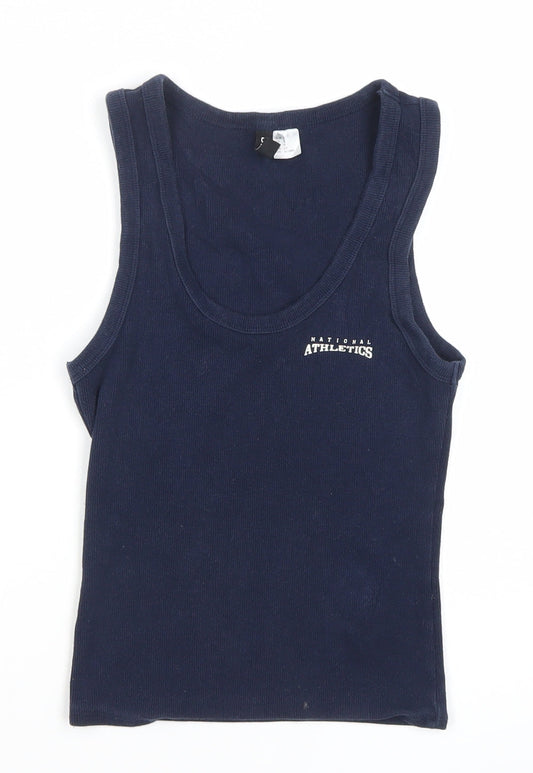 H&M Divided Women’s Blue Tank Top Size 8 Slim Fit Cotton