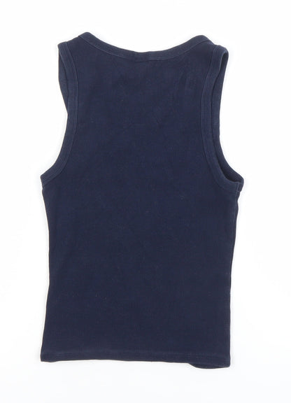 H&M Divided Women’s Blue Tank Top Size 8 Slim Fit Cotton