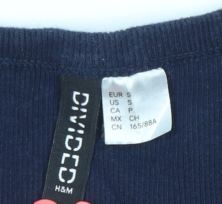H&M Divided Women’s Blue Tank Top Size 8 Slim Fit Cotton