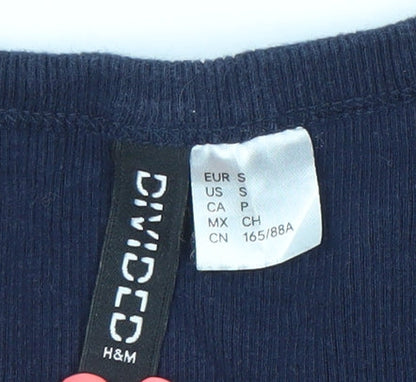 H&M Divided Women’s Blue Tank Top Size 8 Slim Fit Cotton