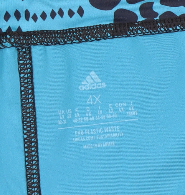 Adidas Womens Blue Floral 4XL Leggings Plus Size Activewear