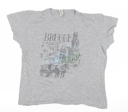 Roly Women’s Grey Brugge Graphic Travel T-Shirt Size L