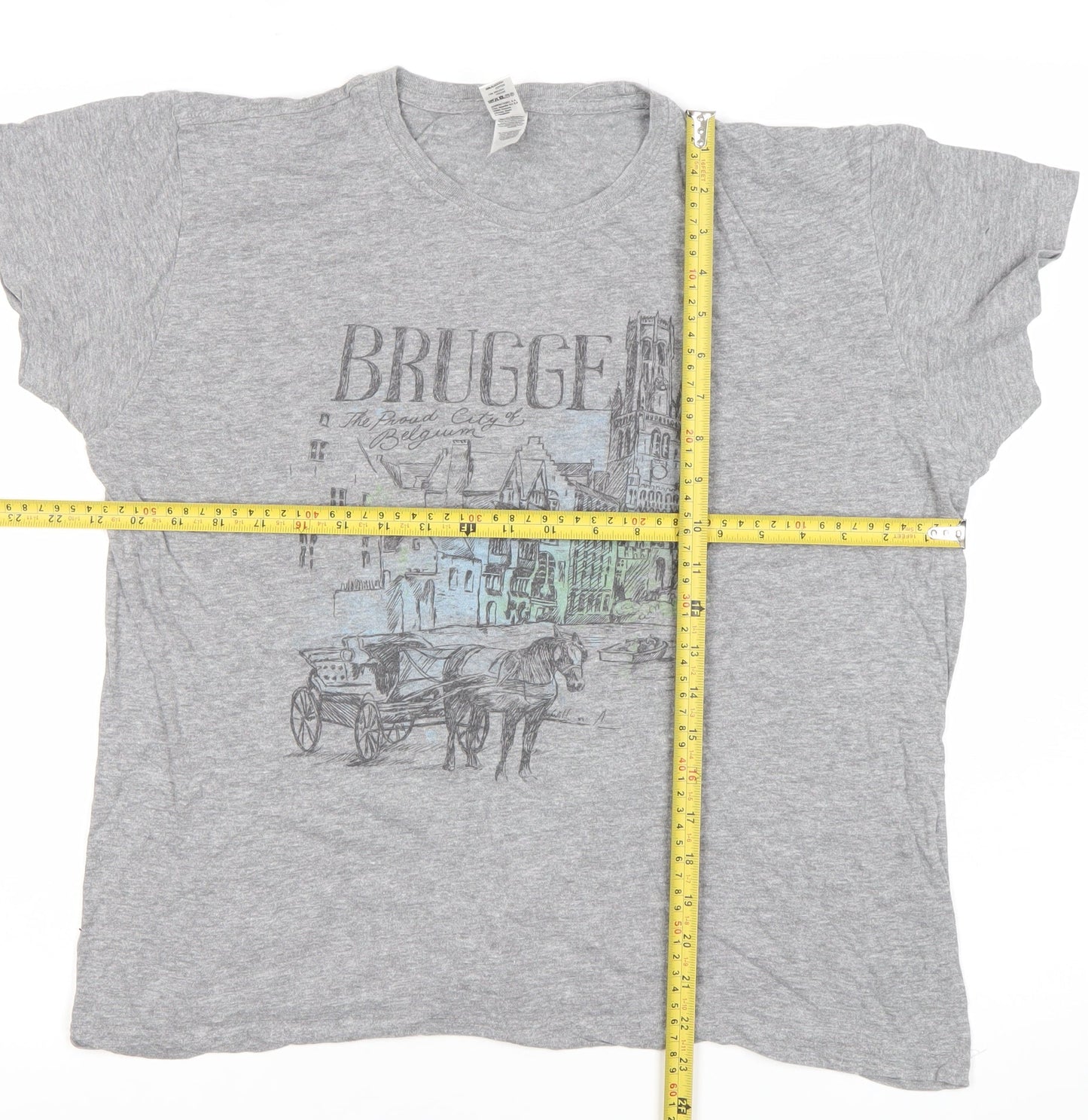Roly Women’s Grey Brugge Graphic Travel T-Shirt Size L