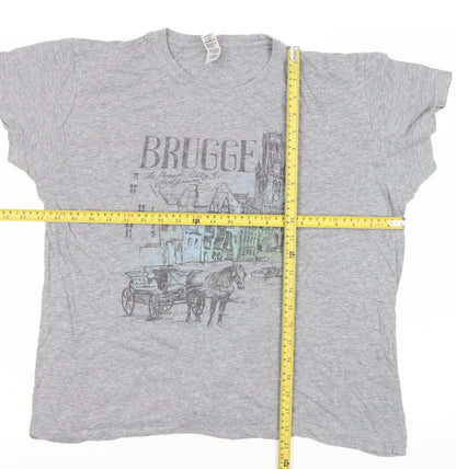 Roly Women’s Grey Brugge Graphic Travel T-Shirt Size L
