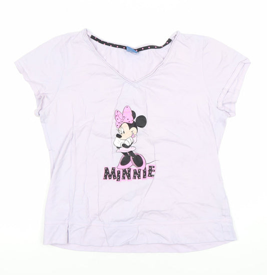 Front view of Disney Teens Purple Minnie Mouse T-Shirt, size 10-12, Cotton