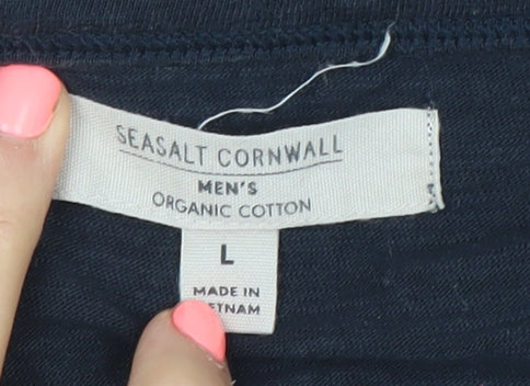 Seasalt Cornwall Men's Black L Organic Cotton Crew Neck T-Shirt