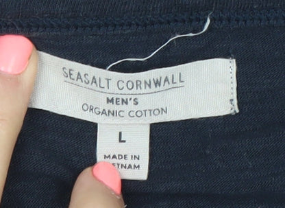 Seasalt Cornwall Men's Black L Organic Cotton Crew Neck T-Shirt