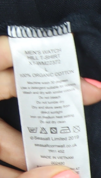 Seasalt Cornwall Men's Black L Organic Cotton Crew Neck T-Shirt