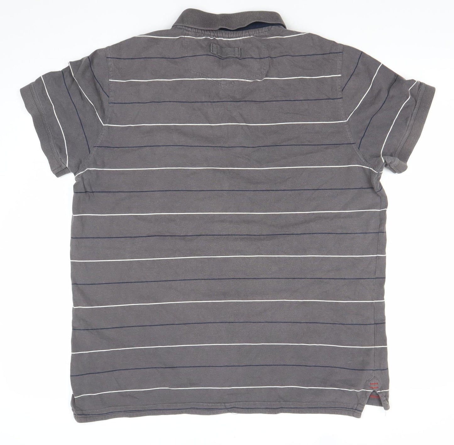 FatFace Men's Grey Striped Polo Shirt Size L Cotton Casual