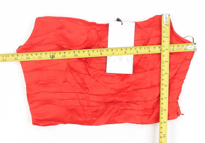 Zara Womens Red Strapless Cropped Blouse Top Size M Viscose Party