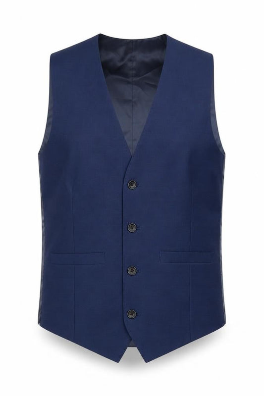 Moss 1851 Men’s Blue 36R Regular Fit Wool Blend Waistcoat
